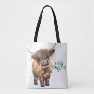 highland cow xmas Tote