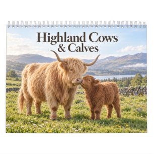 Highland Cows and Calves Scottish Countryside Calendar