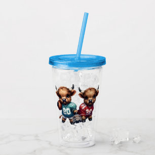 Highland Cows and Football Acrylic Tumbler