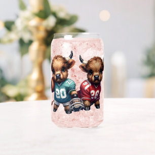 Highland Cows and Football Can Glass