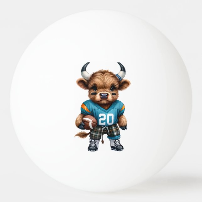 Highland Cows and Football Ping Pong Ball (Front)