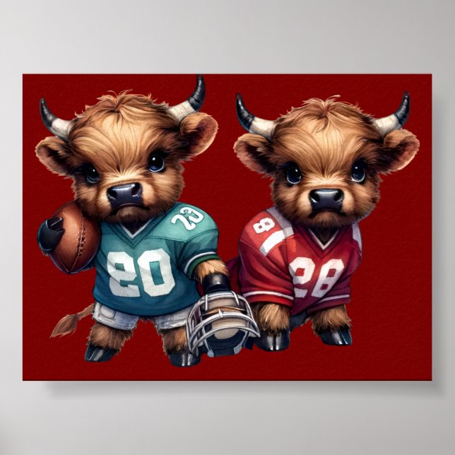 Highland Cows and Football Poster (Front)