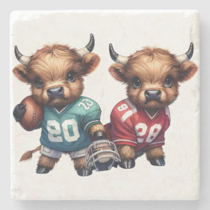 Highland Cows and Football Stone Coaster