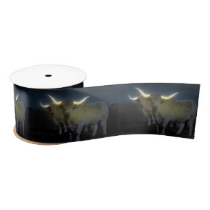 Highland Cows Glowing In The Dark, Satin Ribbon