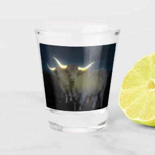 Highland Cows Glowing In The Dark, Shot Glass