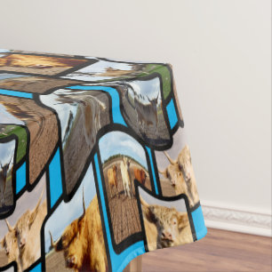 Highland Cows In A Picture Montage, Tablecloth