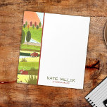 Highland Cows in Autumn Farm Field Notepad<br><div class="desc">Adorable highland cattle artwork makes this notepad stand out! Add your name and information to this sweet design. Great for cow lovers, kids and adults alike! This design is part of my 2021 Happy Places series, a collection of travelling vicariously through drawing! For more, visit my Happy Places category or...</div>