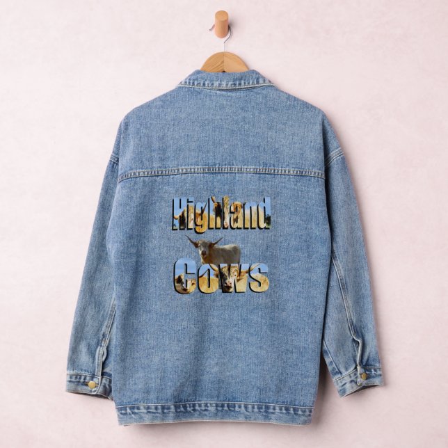 Highland Cows, Ladies Denim Jacket (Hangar)