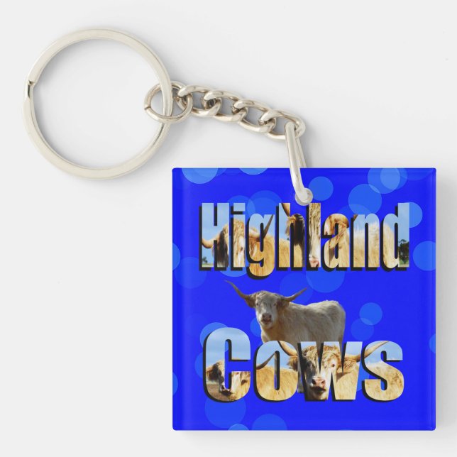 Highland Cows Name Picture logo, Key Ring (Front)