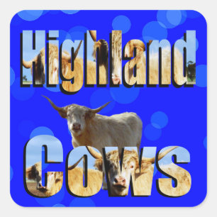 Highland Cows Name Picture logo Square Sticker