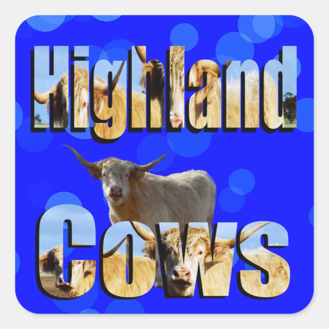 Highland Cows Name Picture logo Square Sticker (Front)