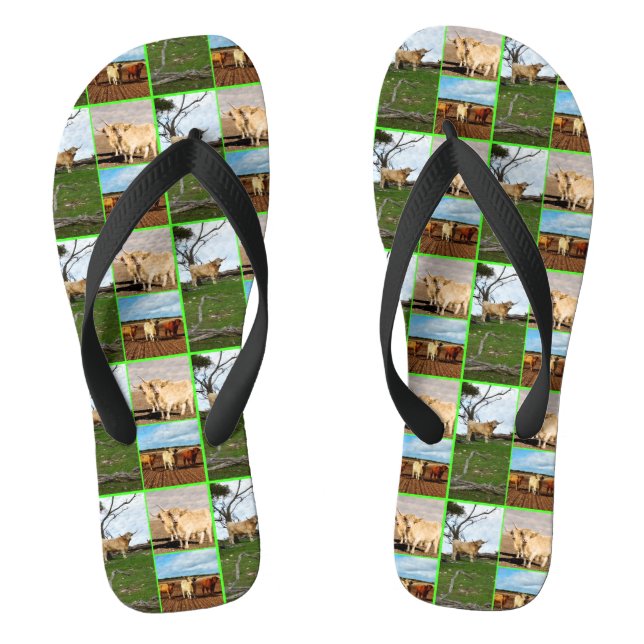 Highland Cows Photo Collage, Thongs (Footbed)