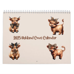 Highland Cows with Bows 2025 Calendar