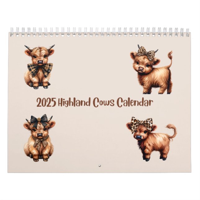 Highland Cows with Bows 2025 Calendar (Cover)