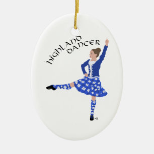 Highland Dancer in Blue Ceramic Ornament