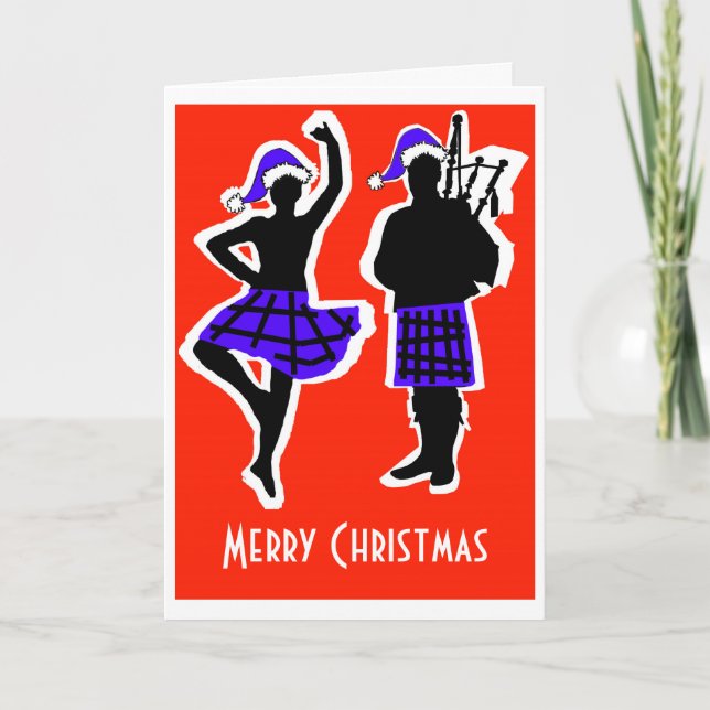 Highland Dancer & Piper Christmas Card (Front)
