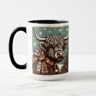 Highland Farm Block Print Christmas Coffee Mug Cup