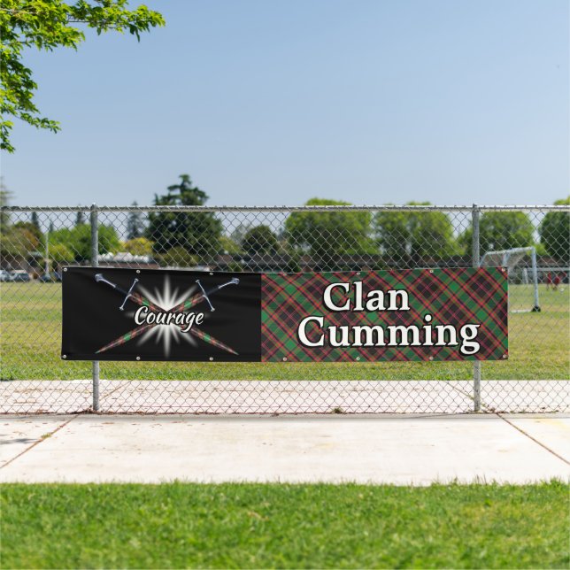 Highland Festival Clan Cumming Hunting Tartan Tent Banner (Insitu)