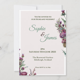 Highland Floral Thistle Wedding Invitation