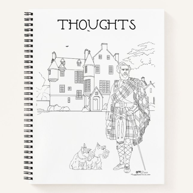 Highland Gent with Scottie Dogs Spiral Notebook (Front)