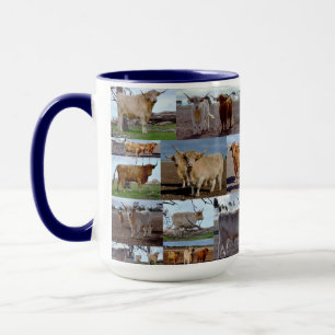 Highland Glory: A Photo Collage of Majestic Cows Mug