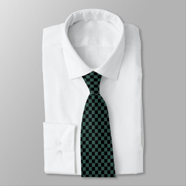 Highland Green Checkered Flag Checker Flag Tie (Tied)