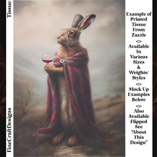 Highland Hare, Red Tartan Cloak EG8L Decoupage Tissue Paper