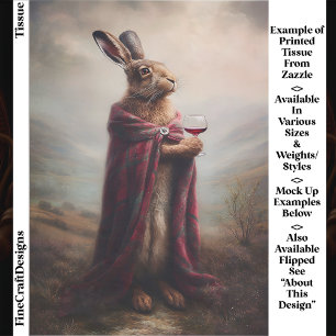 Highland Hare, Red Tartan Cloak EG8R Decoupage Tissue Paper