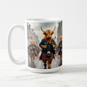 Highland Harmony: Bagpipe Highland Cow Band Coffee Mug