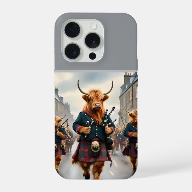 Highland Harmony:  Bagpipe Highland Cow Band  iPhone Case (Back)