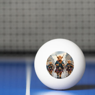 Highland Harmony: Bagpipe Highland Cow Band Ping Pong Ball
