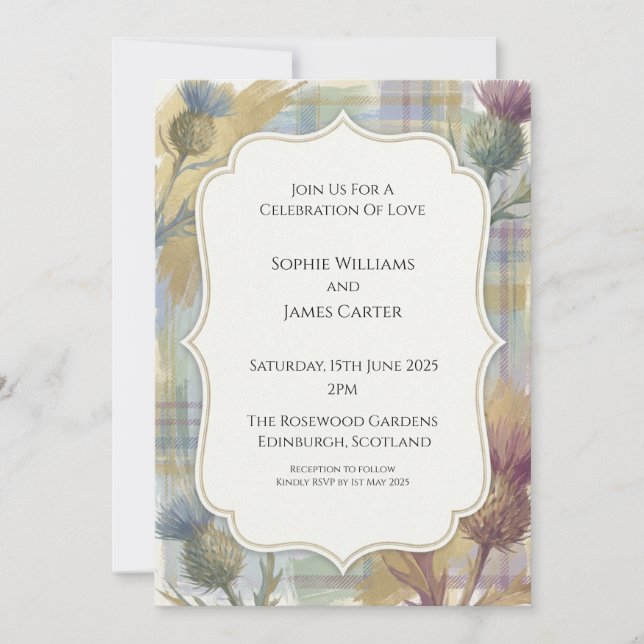 Highland Heather Wedding Invitation (Front)