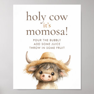 Highland Holy Cow Momosa Baby Shower Poster