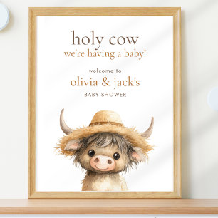 Highland Holy Cow Welcome to Baby Shower Poster