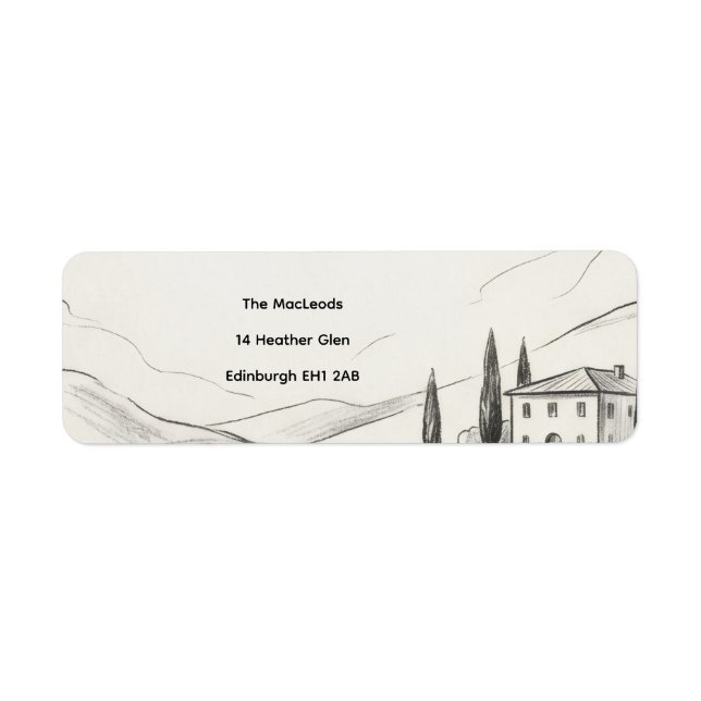 Highland House Sketch Return Address Label (Front)