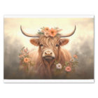 Highland in the Meadow with Flowers Decoupage