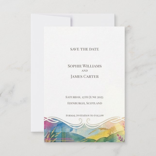 Highland Landscape Save the Date Card (Front)