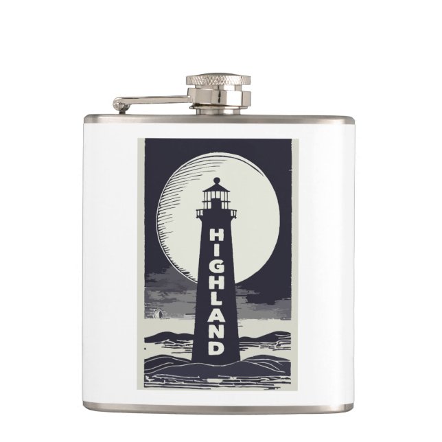 Highland Lighthouse Massachusetts Moon Hip Flask (Front)