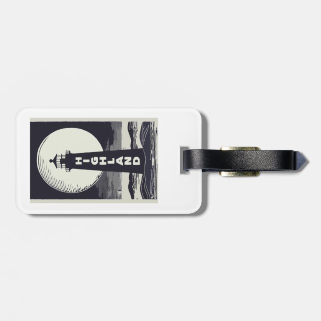 Highland Lighthouse Massachusetts Moon Luggage Tag (Back Horizontal)