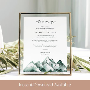 Highland   Mountain Wedding Menu Sign