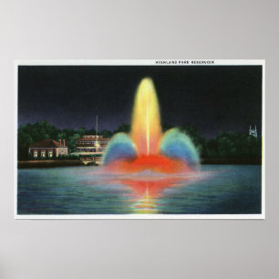 Highland Park Reservoir Illuminated at Night Poster