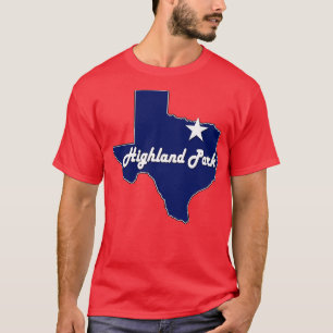 Highland Park Texas Lone State Map TX City Navy Bl T-Shirt