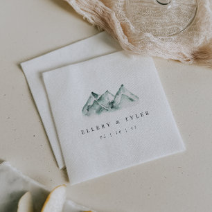Highland Personalised Mountain Wedding Napkin