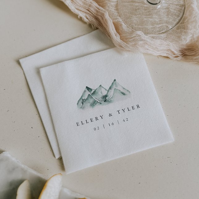 Highland | Personalised Mountain Wedding Napkin (Creator Uploaded)
