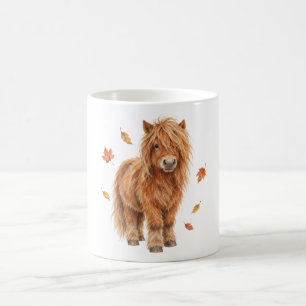 Highland Pony in Falling Leaves Coffee Mug