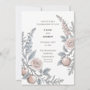 Highland Romance Apple and Blush Floral Invitation
