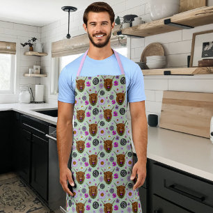 Highland Scottish Cow Purple Celtic Knot Work Apron