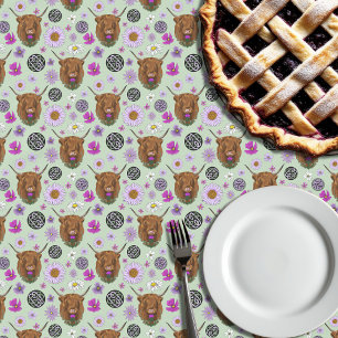 Highland Scottish Cow Purple Celtic Knot Work Tablecloth