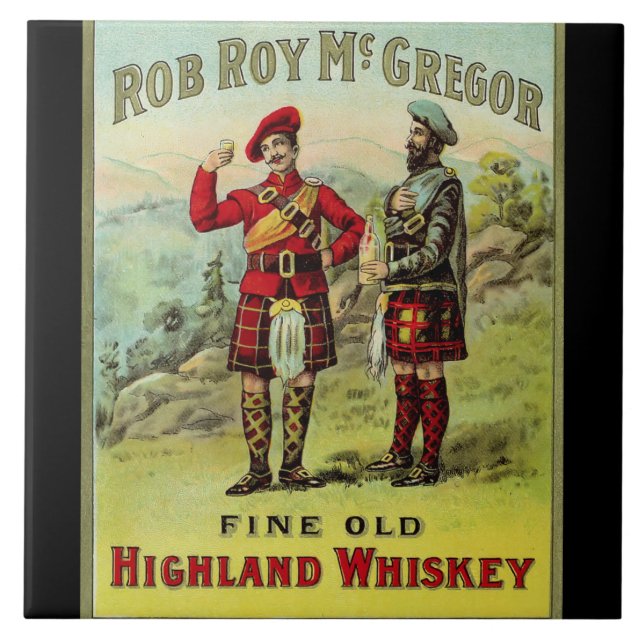 HIghland Scottish Whiskey Label Ceramic Tile (Front)