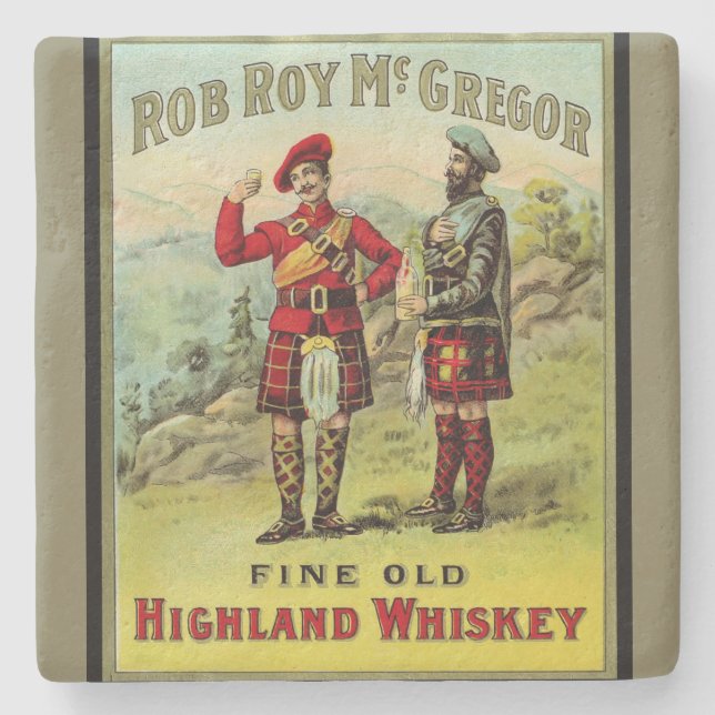 HIghland Scottish Whiskey Label Stone Coaster (Front)